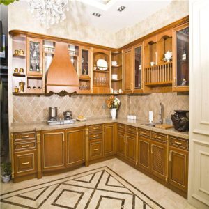 Antique Oak Wood Modular Kitchen Furniture
